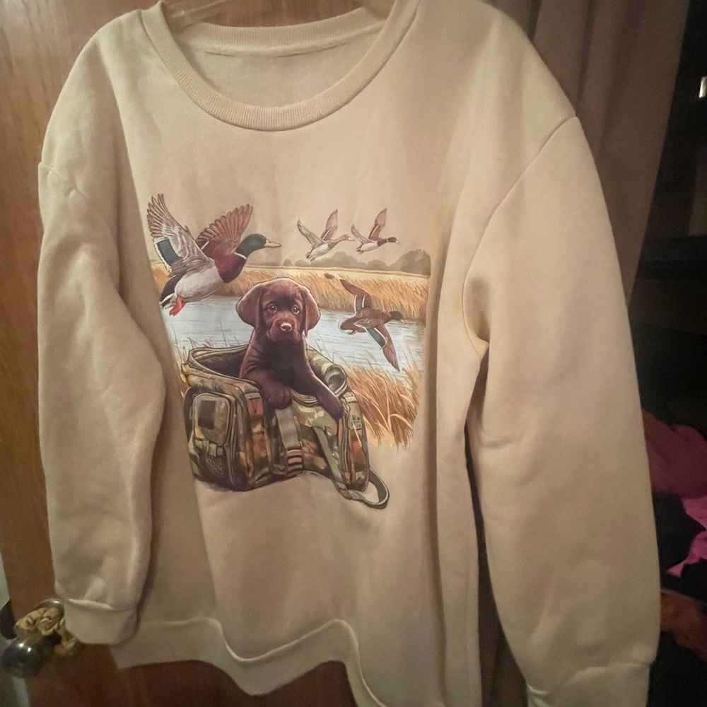 Men's Cream Sweater with Hunting Dog Print